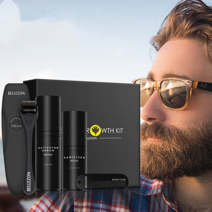 Beard Growth Kit Microneedle Roller Grooming Set