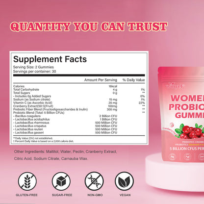 Women’s Probiotic Gummies Cranberry Vaginal Health Support