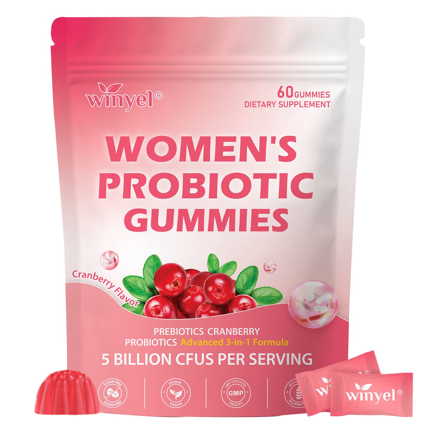 Women’s Probiotic Gummies Cranberry Vaginal Health Support