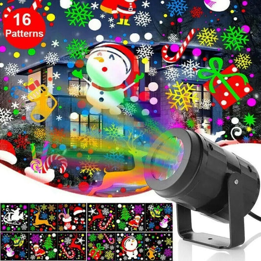 Christmas Snowflake Projector Light – LED Rotating Stage Light for Outdoor Holiday Decor, Xmas Garden Waterproof Lighting / Proyector de copos de nieve navideños: luz LED giratoria decoración navideña exterior e iluminación impermeable